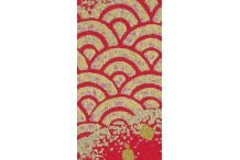 Seigaiha doré fond rouge